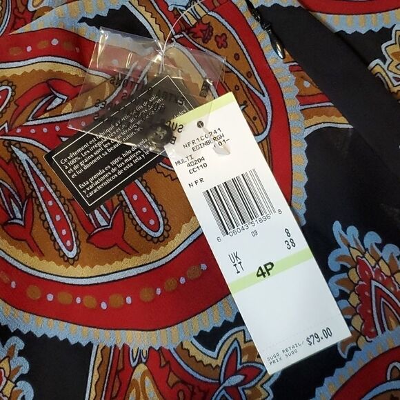 AK ANNE KLEIN Silk Paisley Flare Skirt - Picture 8 of 8